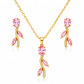 Pink Blossom Tulip Pendant Set