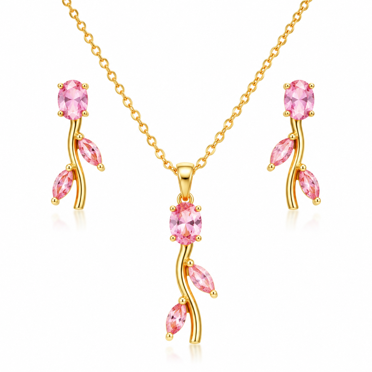 Pink Blossom Tulip Pendant Set