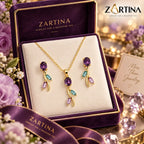 Amethyst Tulip Bloom Pendant Set
