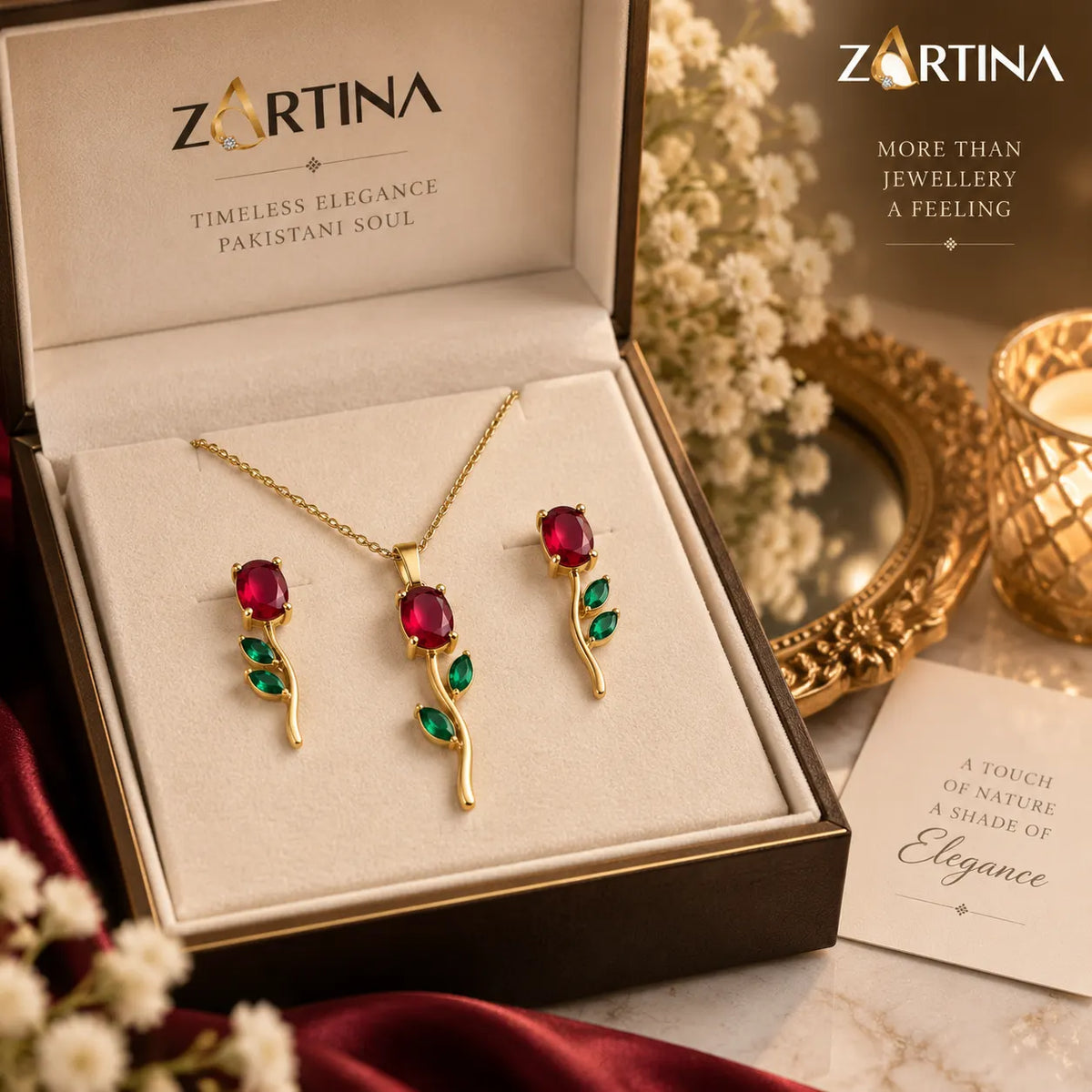 Crimson Vine Necklace & Earring Set