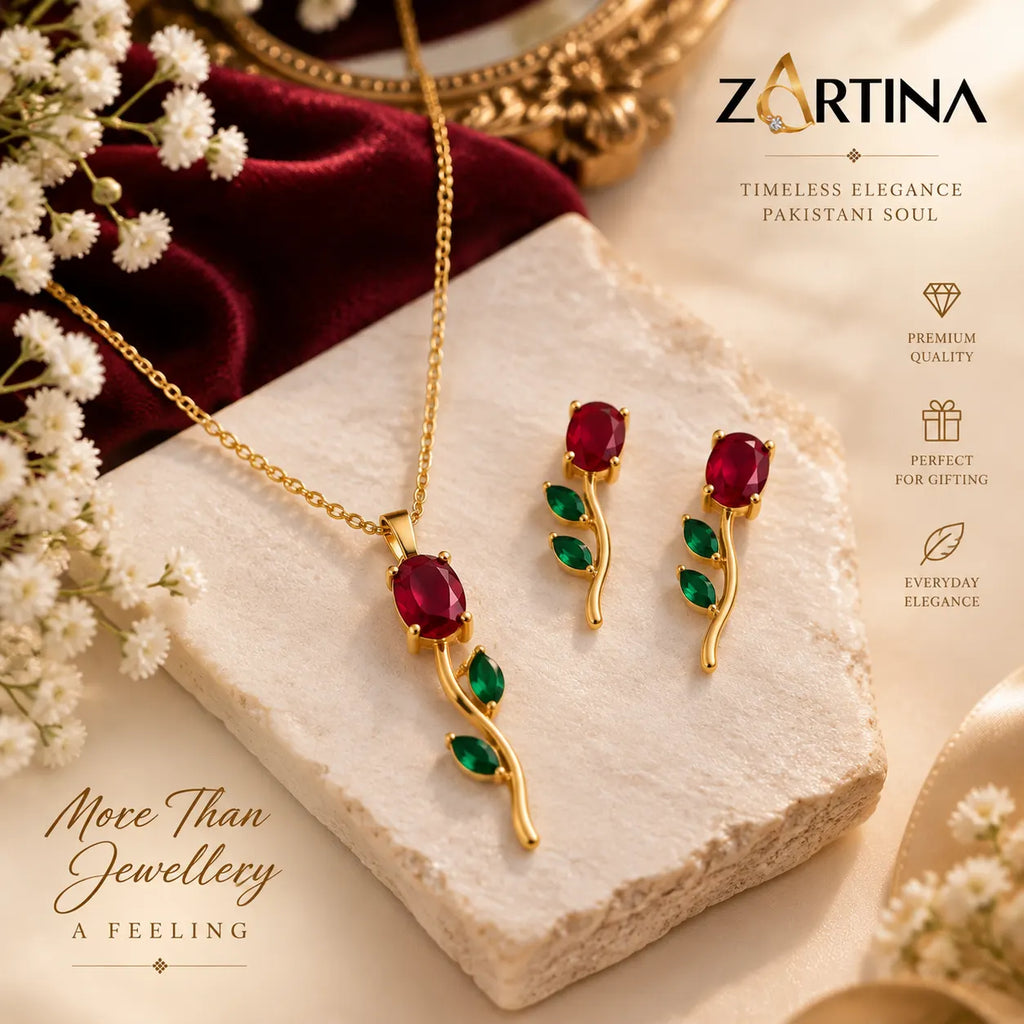 Crimson Vine Necklace & Earring Set