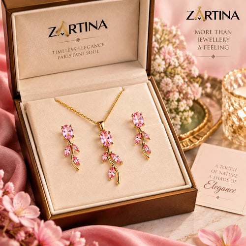 Pink Blossom Tulip Pendant Set