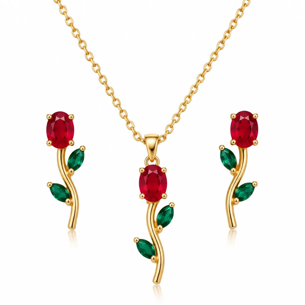 Crimson Vine Necklace & Earring Set