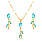 Aqua Blue Tulip Bloom Pendant Set
